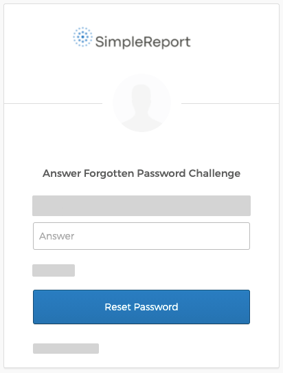The "Answer" field for your security question, along with the "Reset Password" button